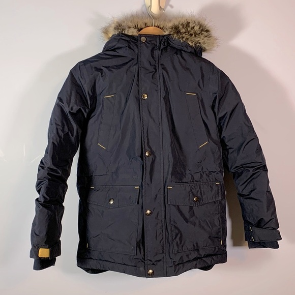 Lands end boys winter parka coat navy blue down filled size M 10-12 expedition - Picture 1 of 11